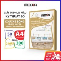 Giấy In Màu Media 2 Mặt Couche Bóng A4 (21x30) 300gsm 50 Tờ, Couche Glossy Inkjet Paper, Giấy In Phun Màu Giấy In Ảnh