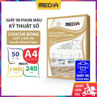 Giấy In Màu Media 2 Mặt Couche Bóng A4 (21x30) 240gsm 50 Tờ, Couche Glossy Inkjet Paper Giấy In Ảnh