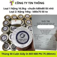 Giấy in nhiệt 80mm x 80mm (K80x80) Thùng 50 Cuộn