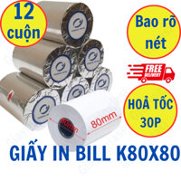 Giấy in nhiệt K80 x 80mm thùng 12 cuộn