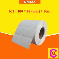 Giấy in tem mã vạch 100x30mm cuộn 50m