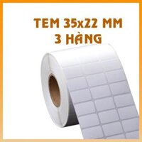 Giấy in tem mã vạch 35x22m 3 hàng khổ 110x22mm cuộn 50M - Tem decal thường