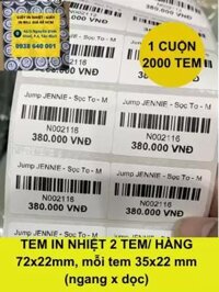 Giấy in tem mã vạch nhiệt 2 tem khổ 35x22mm 2000 tem