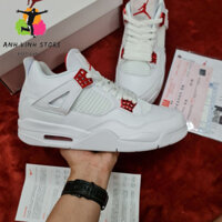 Giày jordan 4 white red sneaker thể thao nam nữ trắng đỏ cao cấp