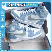 Giày Jordan cổ cao HYPER ROYAL màu xanh loang nam nữ, Giày Jordan 1 HIGH Hyper xanh nỉ bản đẹp full box bill