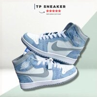 Giày jordan cổ cao màu xanh nỉ, giày sneaker JD1 hyper bản đẹp full box bill đủ size nam nữ N279 Nunu Sneaker