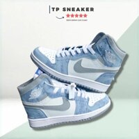 Giày Jordan Cổ Cao Màu Xanh Nỉ, Giày Sneaker JD1 Hyper Bản đẹp Full Box Bill đủ Size Nam Nữ C269 Caitlyn Sneaker