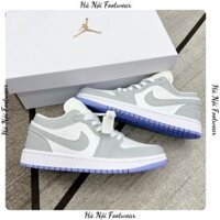 Giày Jordan xám trắng đế xanh, Giày Jordan 1 cổ thấp JD grey xám đế xanh bản đẹp full box bill tặng box bảo vệ.