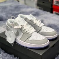 Giày Jordan xám trắng đế xanh, Giày Jordan 1 cổ thấp JD grey xám đế xanh bản đẹp full box bill