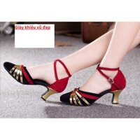 Giày khiêu vũ bít mũi 5cm màu đỏ