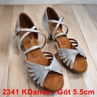 Giày Khiêu Vũ Dancesport Latin Nữ KDance 2341 Gót 5.5cm (2341K5P) - Bạc (Tặng Túi Đựng Giày)