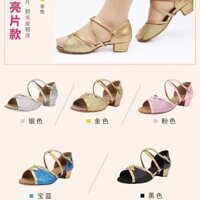 Giày Khiêu Vũ Latin Đế Mềm Gót Vừa Dành Cho Bé Gái