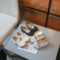 Giày khiêu vũ nữ đế mềm Giày công chúa trẻ em có nếp nhăn đính cườm 2024 Giày biểu diễn Moccasin mới Slip-on