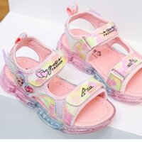 GIÀY KHÔNG CÓ ĐÈN Giày sandal bé gái 2-8 tuổi hình công chúa elsa, sandal đi học màu hồng cho bé