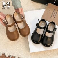 Giày KiMi Kids Mary Jane dành cho trẻ em sành điệu Giày da nhỏ đế mềm bằng cao su thoải mái