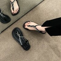 Giày La Mã Cho Mùa Hè 2025 Dép Mới Kích Thước Phẳng Chân Kẹp-flop Phong Cách Phổ Biến Váy Flip-flop Dép Sandal Dành Cho Nữ