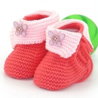 Giày Len Bảo Vệ Chân Cho Bé Dệt Kim 0-1 Tuổi Dệt Kim 100 Ngày Cho Bé Sơ Sinh Vào Mùa Thu Đông