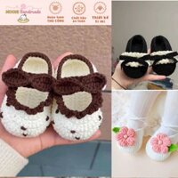 Giày len cho bé gái điệu đà, giày đan len Hàn Quốc cho bé, giày tập đi cho bé gái (sơ sinh- 2 tuổi)