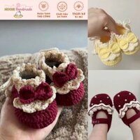 Giày len cho bé gái điệu đà, giày đan len Hàn Quốc cho bé, giày tập đi cho bé gái (sơ sinh - 2 tuổi)