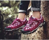 Giày leo núi nam nữ cổ thấp Outdoor PB01 , Giày Trekking nữ màu hồng