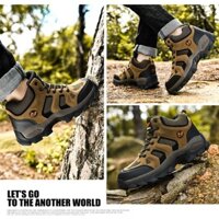 Giày leo núi nam Qi Feng cổ cao, giày trekking chống nước