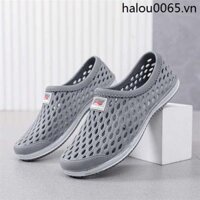 Giày Lỗ Nam Baotou Đi Biển Trôi Chống Trơn Trượt Dép Ngoài Trời Lộn Thoáng Khí Hợp Thời Trang Nam Giày Lười Giày Lưới
