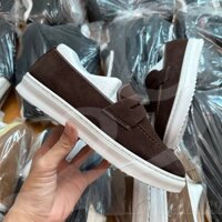 Giày Loafer Da Lộn Màu Nâu, Bề Mặt Da Mềm Mịn Màng, Giày Penny Slip On, Đế Cao Su Non Êm Mềm - 9G134