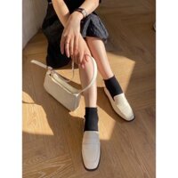 Giày loafer mũi vuông Better shoes da mềm, đai ngang, đế cao 2cm - 271121001 GIS