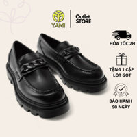 Giày Loafer Nam Đế Cao, Giày Lười Nam Chunky Hàng Hiệu Đế Dày Phối Khóa Xích Màu Đen, Giày Loafer Xuất Xịn YAMI