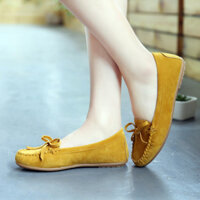 Giày Loafer Thời Trang Nữ Da Lộn Giày Búp Bê Đế Bằng
