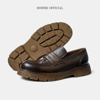 Giày Loafers nam da bò 2 lớp, Giày lười HOMME đế đúc nguyên khối 4cm tăng chiều cao W350-2