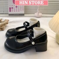 Giày Lolita búp bê đế cao 5cm quai dán đính ngọc phong cách Hàn Quốc, giày nữ đi học, đi chơi sang chảnh hottrend MS15