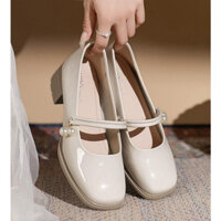 Giày lolita cao gót quai đính đá đế cao 5cm, giày nữ marry jane cao gót hot trend 2023 - Hàng mới về