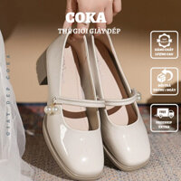 Giày Lolita Cao Gót Quai Đính Đá Đế Cao 5cm, Giày Nữ MarryJane CaogGót Hot trend 2024