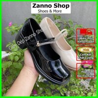 Giày Lolita Da Bóng 5cm, Quai Dán Sợi Đá ( Chân Gầy Mỏng Đặt Lùi 1 Size )