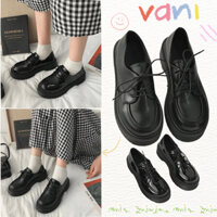 Giày Lolita nữ đế bằng buộc dây CÓ SẮN Thevanishop Oxford da đi học phong cách Ulzzang - GDLB01