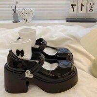 Giày Lolita nữ, Giày Búp bê đế cao gót giá rẻ phong cách Tiểu thư Hàn Quốc G061 - KHOGIAYHCM