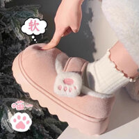 Giày Lông Quai Dán Lót Lông Dễ Thương Có 2 Màu Xinh