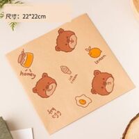 Giấy lót hộp bã mía 22x22cm Gấu Chanh (50 tờ)