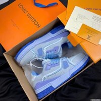 Giày Louis Vuitton LV Trainer 54 Signature Blue Denim