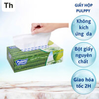 Giấy Lụa Hộp Pulppy Hương Trà Khăn Giấy Rút 100 Tờ 2 Lớp Mịn Hàng Chuẩn