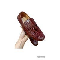 Giày Lười Da Bò Nam Vân Cá Sấu