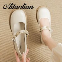 Giày Lười Da Đế Xuồng 5.5cm Phong Cách lolita Cho Nữ