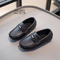 Giày lười da đen cho bé trai mặc vest thời trang giày đi tiệc phong cách sang trọng lịch sự GN14