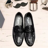 Giầy lười da nam (da siêu mềm vân cá sấu băng thủng)