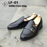 giày lười da nam kiểu dáng MonkStrap 2 khóa cao cấp