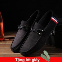 Giày lười da nam trẻ trung (Tặng thêm 1 bộ lót giày khử mùi), Họa tiết Dây Thừng thắt nơ kết hợp với Sọc 3 màu hot trend