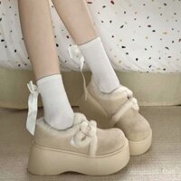 Giày lười đế dày xốp Giày bông Nữ Giày bông lót nhung độn cao thân hình nhỏ mẫu mới 2024 giày lông