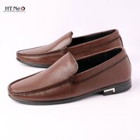 Giày lười - giày da nam cao cấp HT.NEO-100 là da bò tự nhiên, kiểu dáng sang trọng, lịch lãm, đế phít D37 - Màu nâu - 43