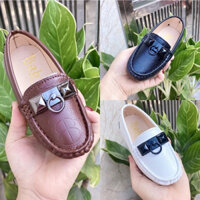 Giày Lười Giày Mọi Bé Trai Bé Gái Khuy Tròn Da PU Mềm Êm Chân